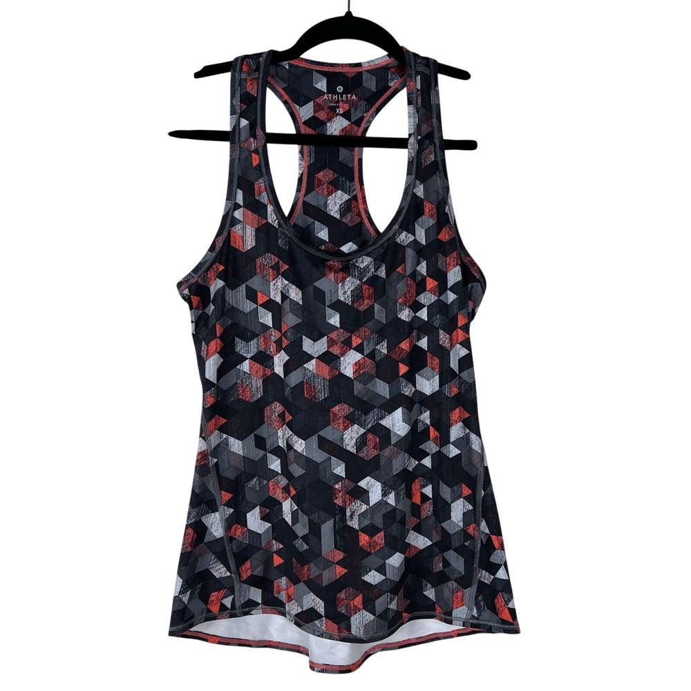 Athleta Womens XS Racerback Tank Top Black Gray Orange Size Gym Training Yoga
